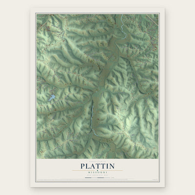 Plattin, Missouri map print, the full design