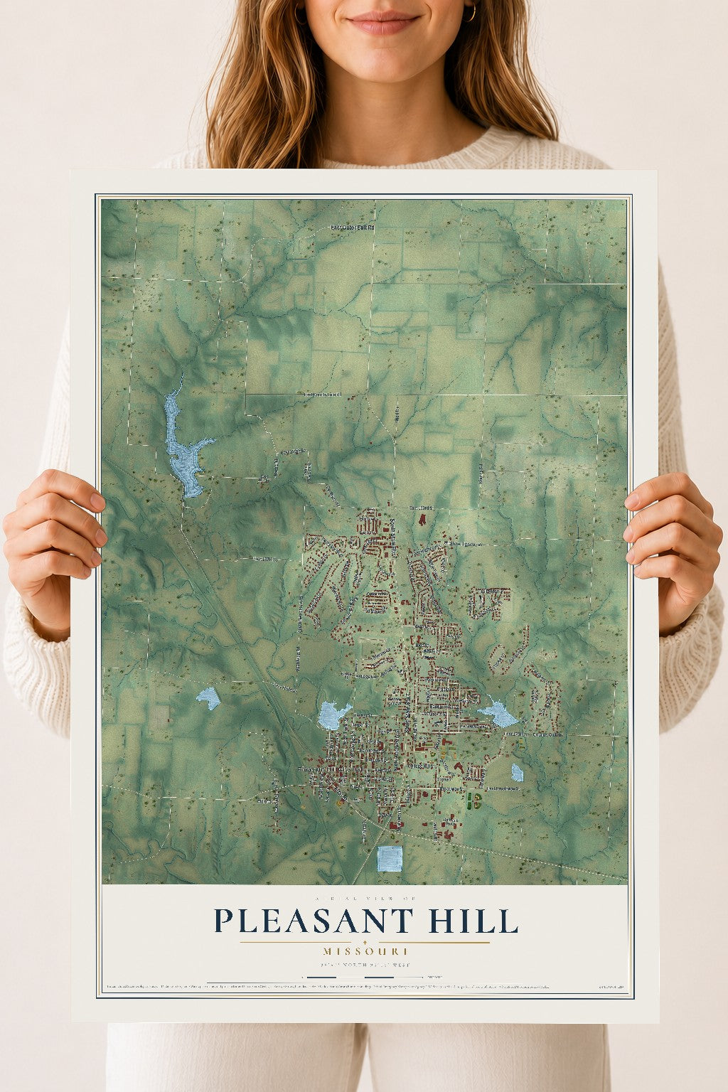 Map of Pleasant Hill, Missouri, 18 x 24 inch unframed archival matte print