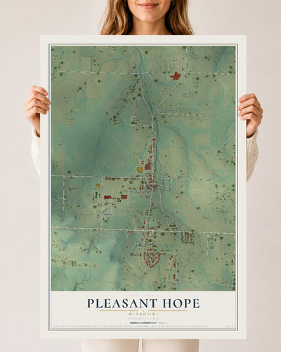 Map of Pleasant Hope, Missouri, 24 x 36 inch unframed archival matte print