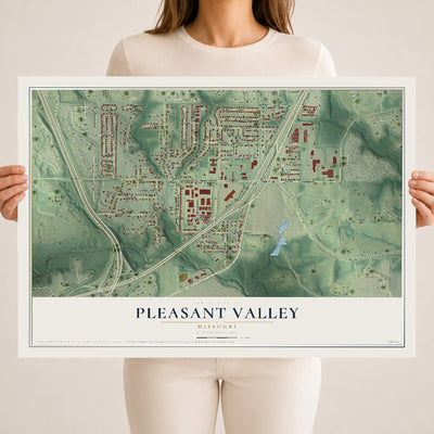 Map of Pleasant Valley, Missouri, 18 x 24 inch unframed archival matte print