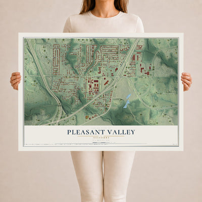 Map of Pleasant Valley, Missouri, 24 x 36 inch unframed archival matte print