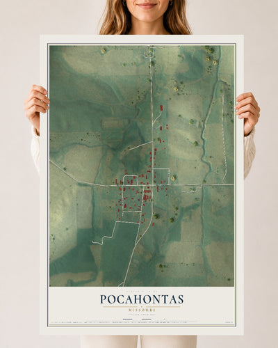 Map of Pocahontas, Missouri, 24 x 36 inch unframed archival matte print
