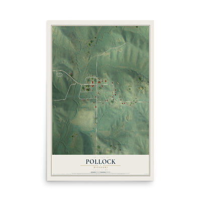 Map of Pollock, Missouri, 12 x 18 inch unframed archival matte print