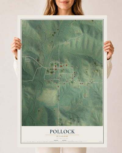 Map of Pollock, Missouri, 24 x 36 inch unframed archival matte print