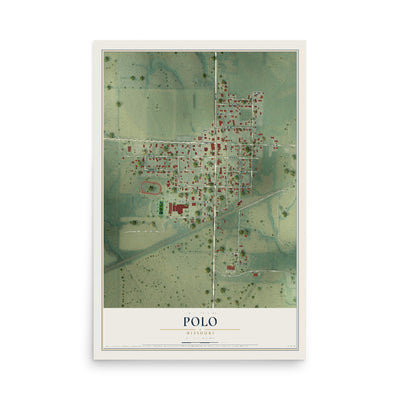 Map of Polo, Missouri, 12 x 18 inch unframed archival matte print