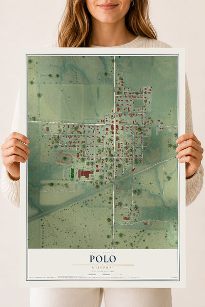 Map of Polo, Missouri, 18 x 24 inch unframed archival matte print