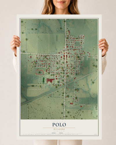 Map of Polo, Missouri, 24 x 36 inch unframed archival matte print