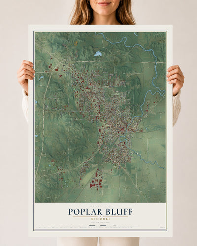 Map of Poplar Bluff, Missouri, 24 x 36 inch unframed archival matte print