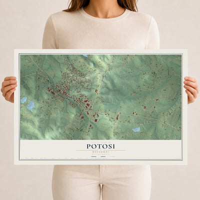 Map of Potosi, Missouri, 12 x 18 inch unframed archival matte print
