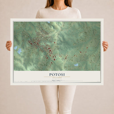 Map of Potosi, Missouri, 24 x 36 inch unframed archival matte print