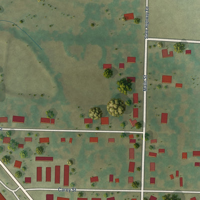 Second close-up of the map of Prairie Home, Missouri print showing more streets and buildings