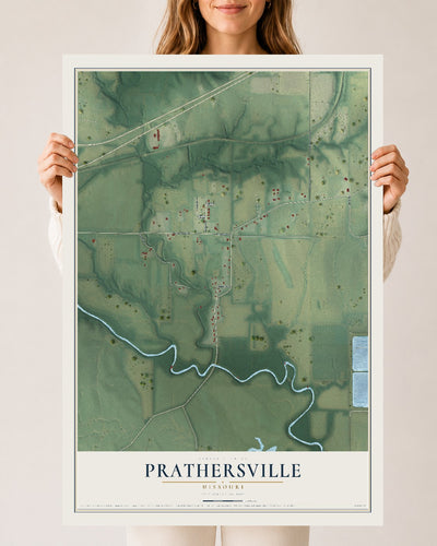 Map of Prathersville, Missouri, 24 x 36 inch unframed archival matte print