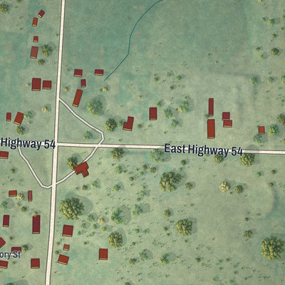 Close-up of the map of Preston, Missouri print showing street and building detail