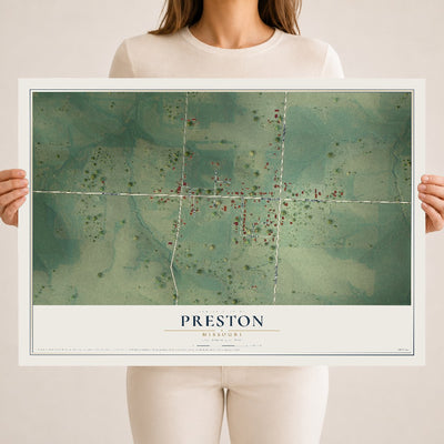 Map of Preston, Missouri, 18 x 24 inch unframed archival matte print