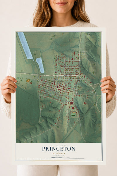 Map of Princeton, Missouri, 18 x 24 inch unframed archival matte print