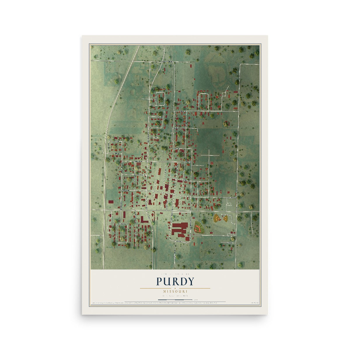 Map of Purdy, Missouri, 12 x 18 inch unframed archival matte print