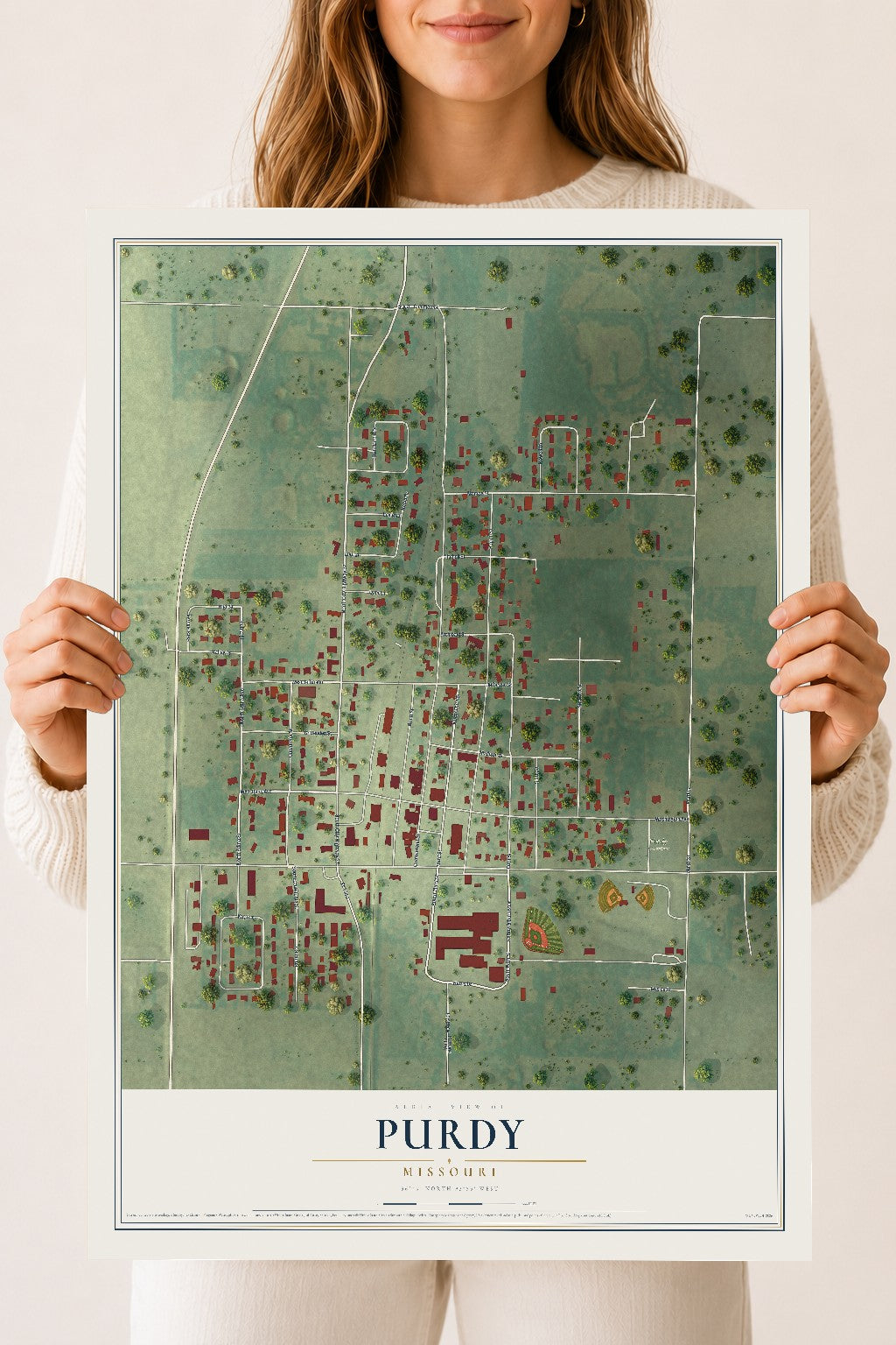 Map of Purdy, Missouri, 18 x 24 inch unframed archival matte print