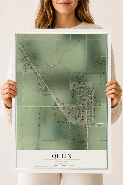 Map of Qulin, Missouri, 18 x 24 inch unframed archival matte print