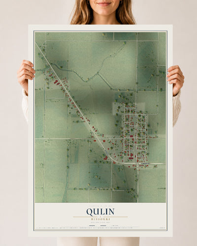 Map of Qulin, Missouri, 24 x 36 inch unframed archival matte print