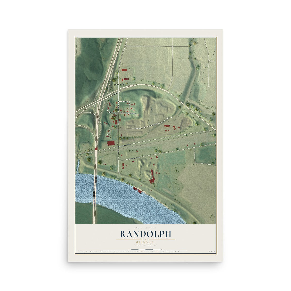 Map of Randolph, Missouri, 12 x 18 inch unframed archival matte print