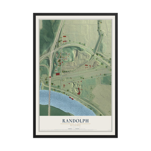 Map of Randolph, Missouri, 12 x 18 inch print in a black wood frame
