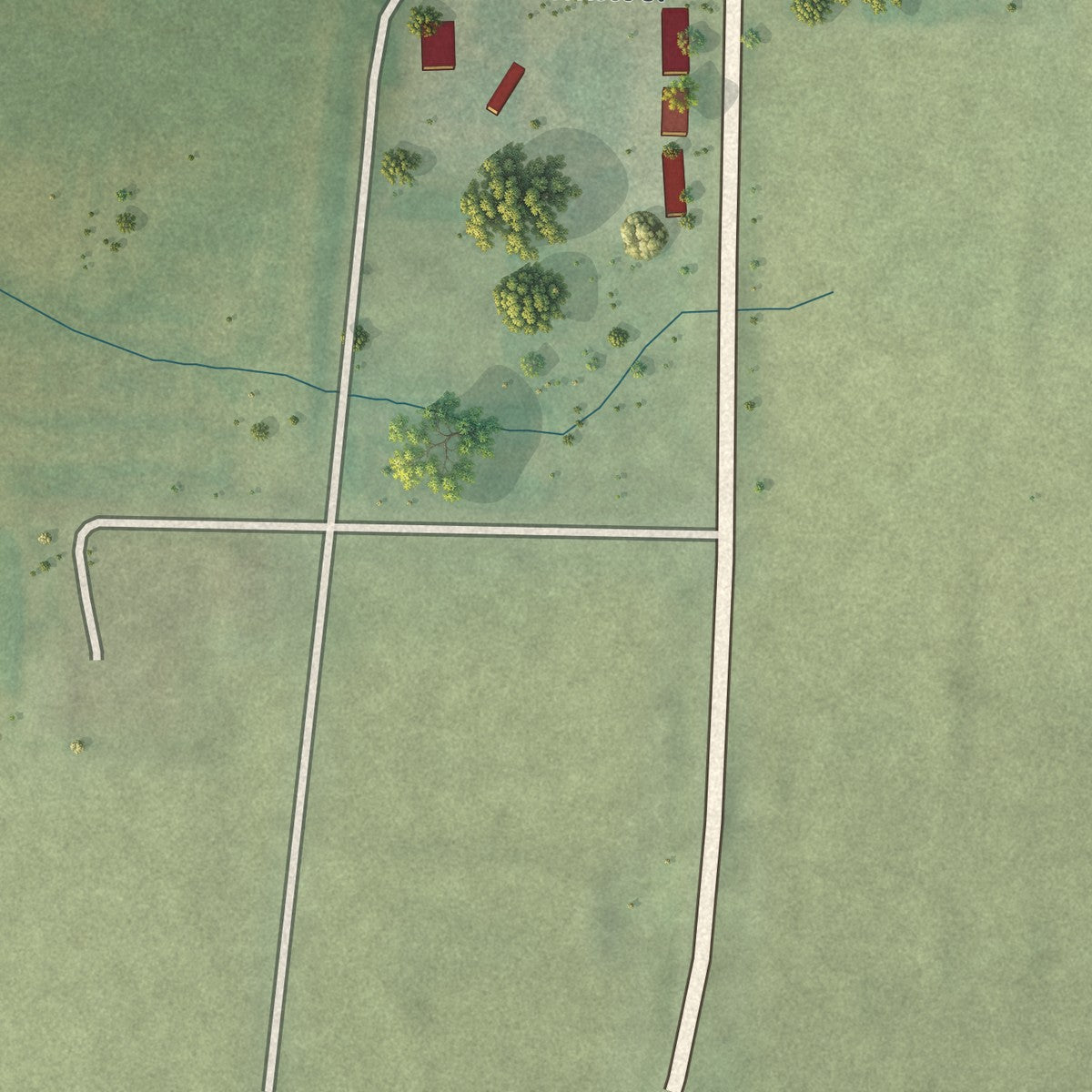 Second close-up of the map of Ravenwood, Missouri print showing more streets and buildings