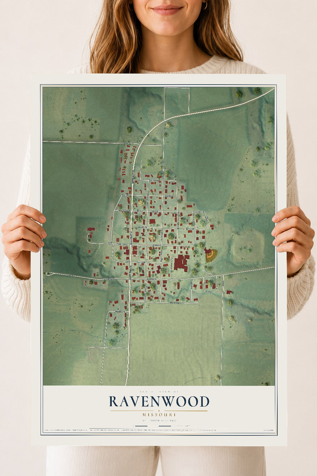 Map of Ravenwood, Missouri, 18 x 24 inch unframed archival matte print