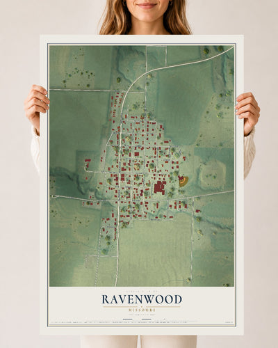 Map of Ravenwood, Missouri, 24 x 36 inch unframed archival matte print