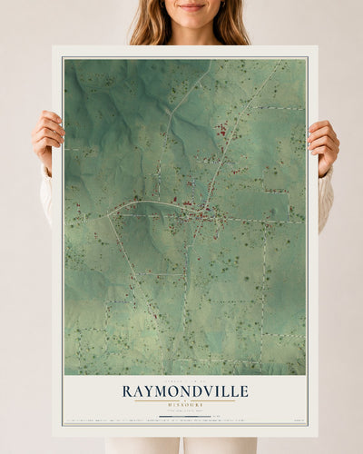 Map of Raymondville, Missouri, 24 x 36 inch unframed archival matte print