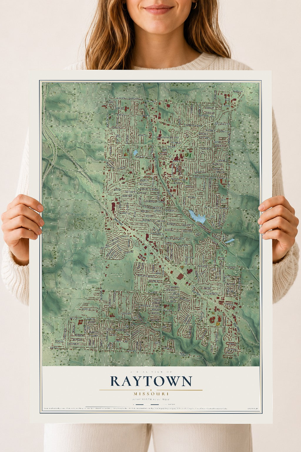 Map of Raytown, Missouri, 18 x 24 inch unframed archival matte print