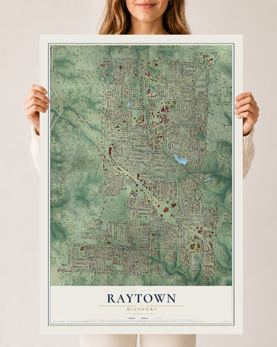 Map of Raytown, Missouri, 24 x 36 inch unframed archival matte print