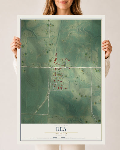 Map of Rea, Missouri, 24 x 36 inch unframed archival matte print
