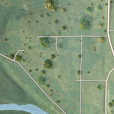 Second close-up of the map of Redings Mill, Missouri print showing more streets and buildings