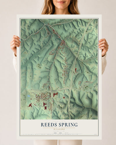 Map of Reeds Spring, Missouri, 24 x 36 inch unframed archival matte print