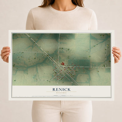 Map of Renick, Missouri, 12 x 18 inch unframed archival matte print