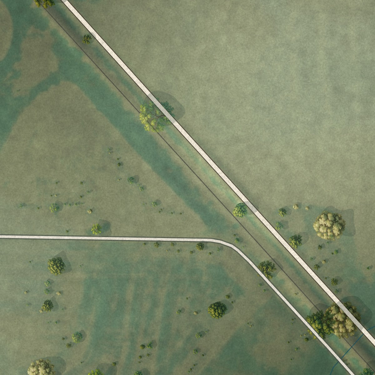 Second close-up of the map of Renick, Missouri print showing more streets and buildings