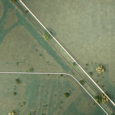 Second close-up of the map of Renick, Missouri print showing more streets and buildings
