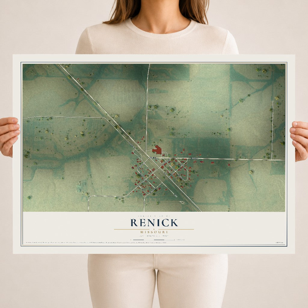 Map of Renick, Missouri, 18 x 24 inch unframed archival matte print