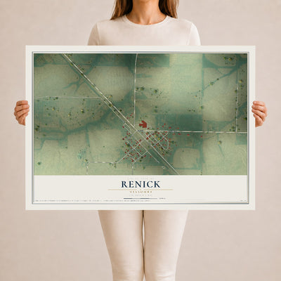 Map of Renick, Missouri, 24 x 36 inch unframed archival matte print