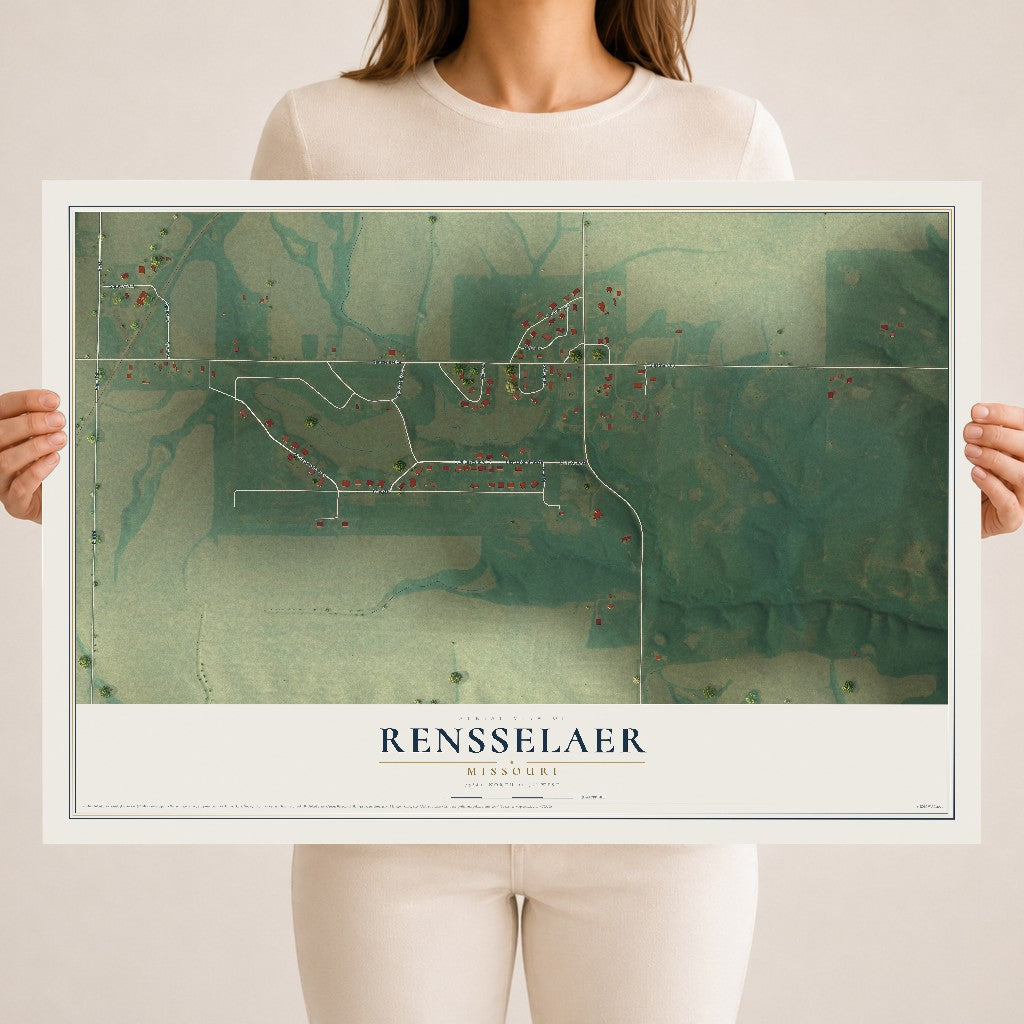 Map of Rensselaer, Missouri, 18 x 24 inch unframed archival matte print