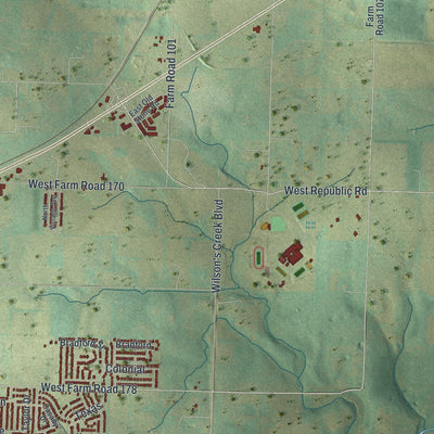 Second close-up of the map of Republic, Missouri print showing more streets and buildings