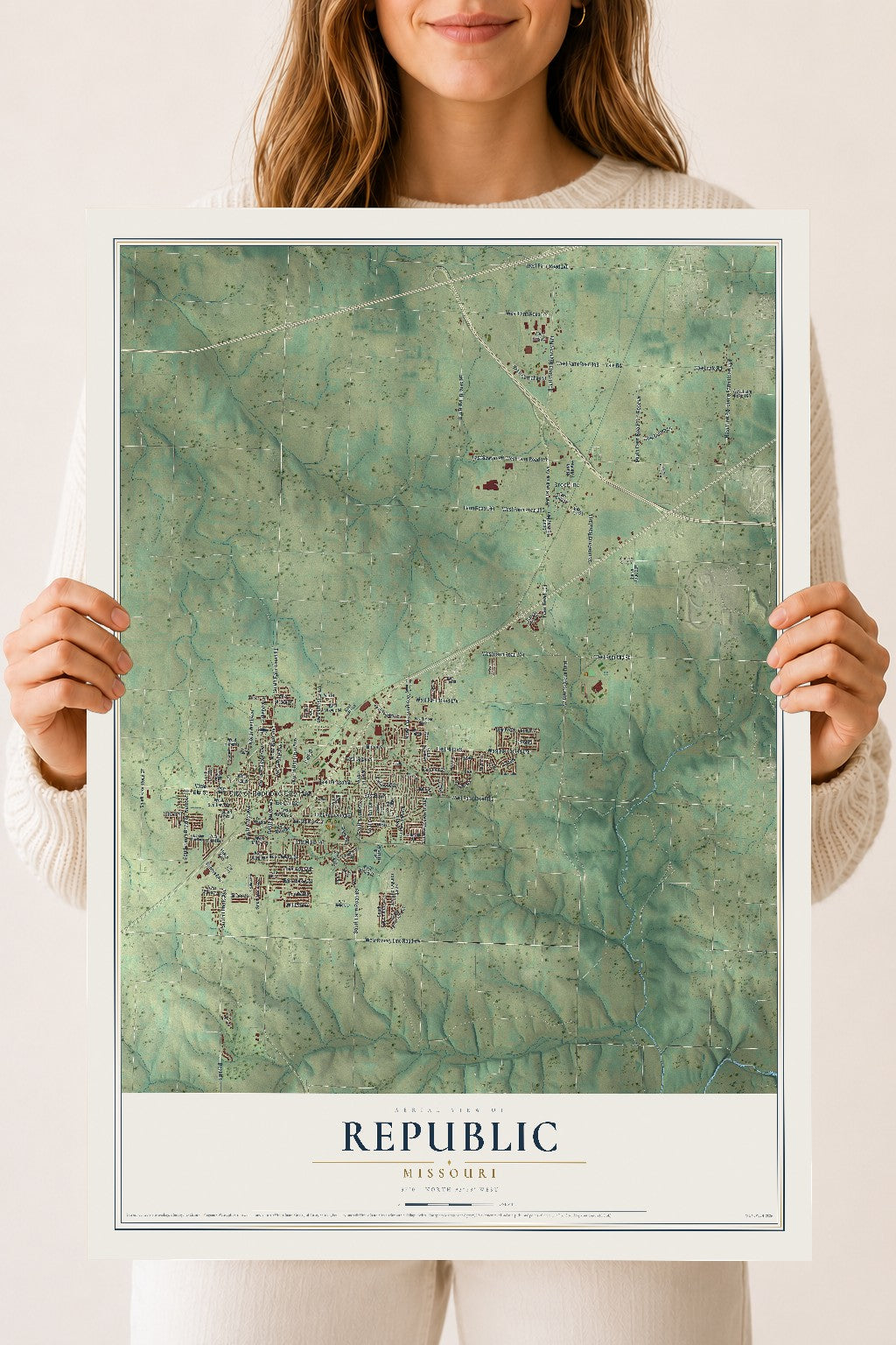 Map of Republic, Missouri, 18 x 24 inch unframed archival matte print