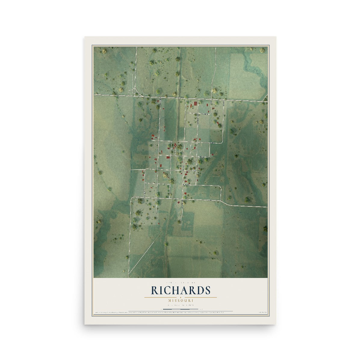 Map of Richards, Missouri, 12 x 18 inch unframed archival matte print