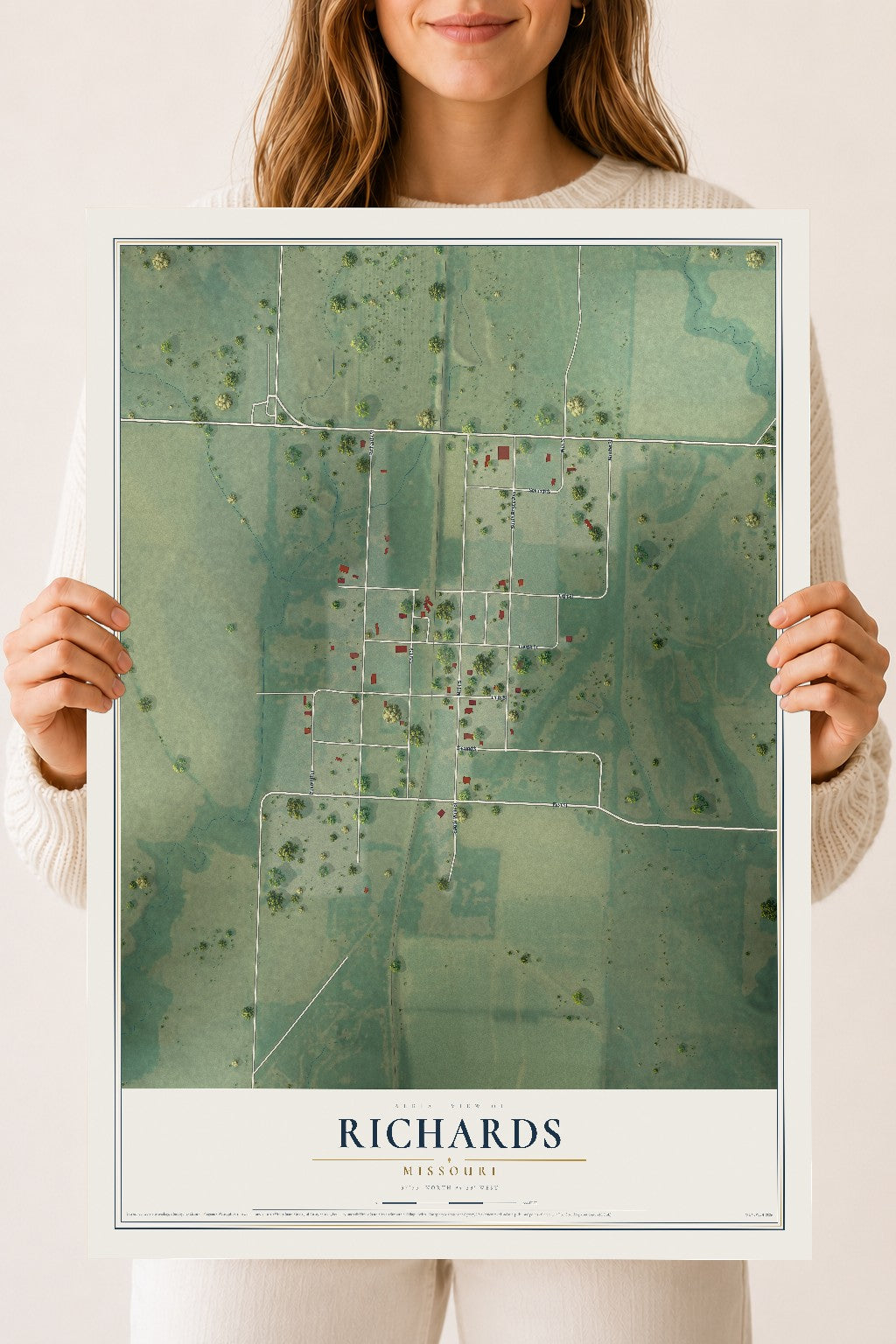 Map of Richards, Missouri, 18 x 24 inch unframed archival matte print