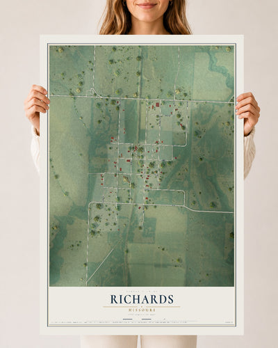 Map of Richards, Missouri, 24 x 36 inch unframed archival matte print