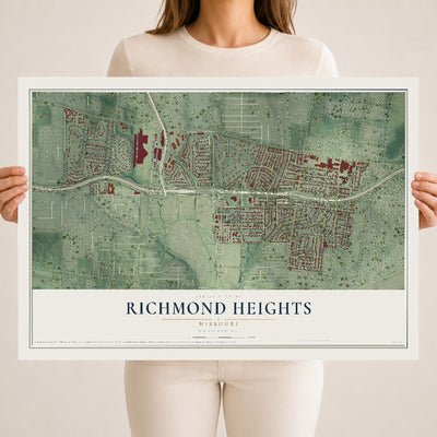Map of Richmond Heights, Missouri, 18 x 24 inch unframed archival matte print