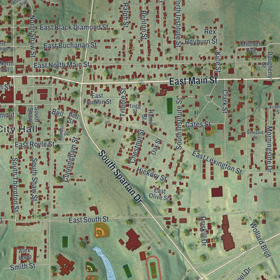 Close-up of the map of Richmond, Missouri print showing street and building detail