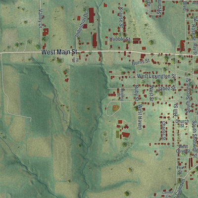 Second close-up of the map of Richmond, Missouri print showing more streets and buildings