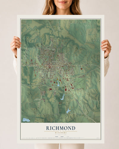 Map of Richmond, Missouri, 24 x 36 inch unframed archival matte print