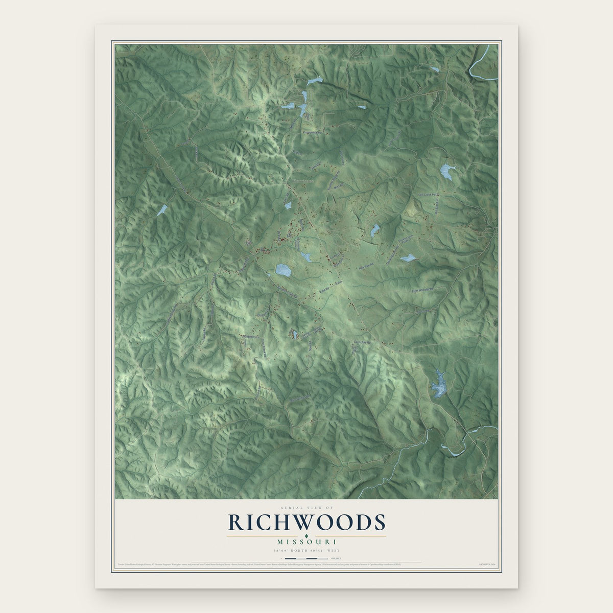 Richwoods, Missouri map print, the full design